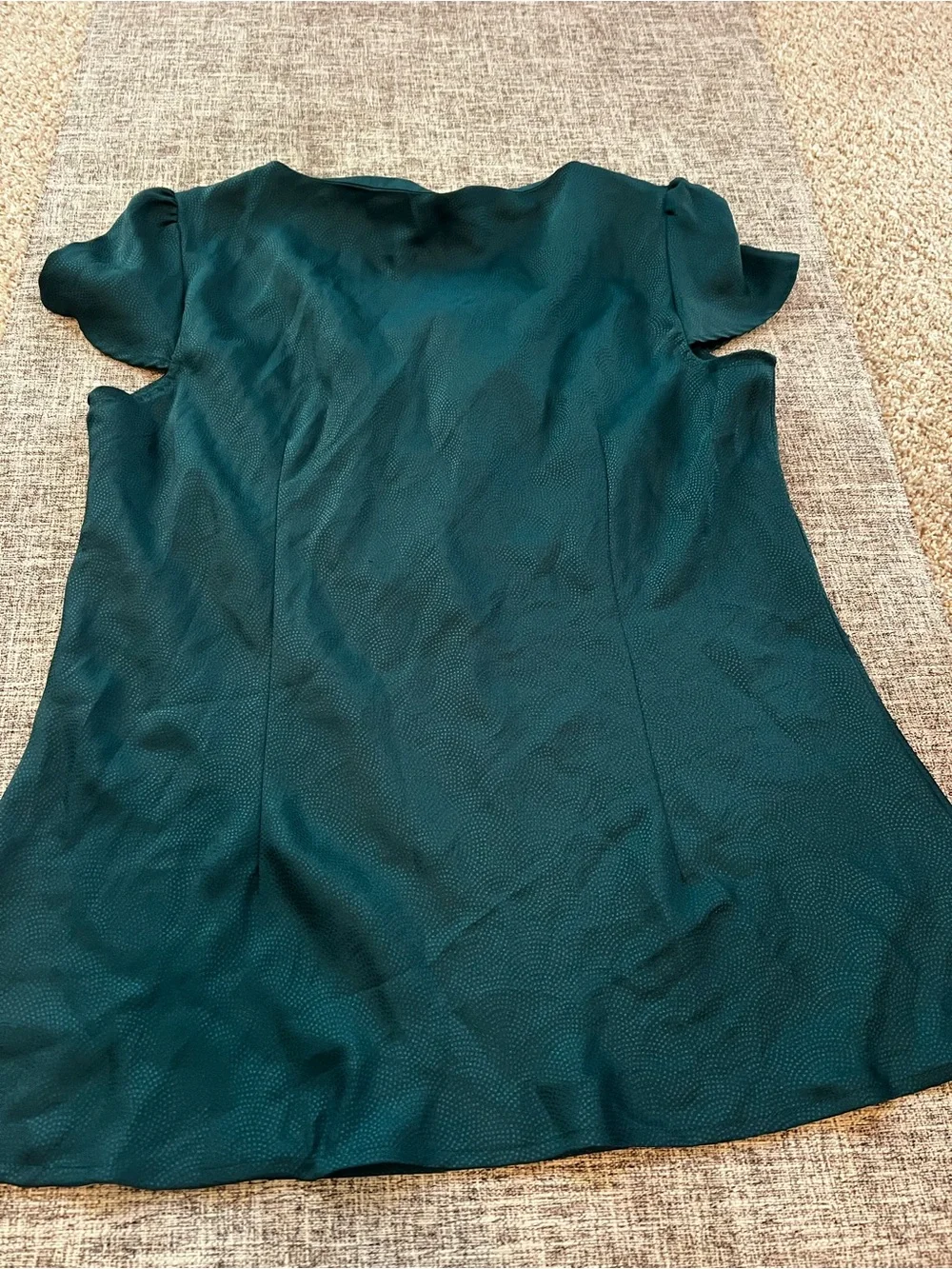 Ann Taylor LOFT Textured Keyhole Blouse Large Teal